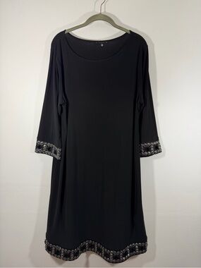 Tiana B Embellished Black Women's Dress - Elegant Scoop Neck